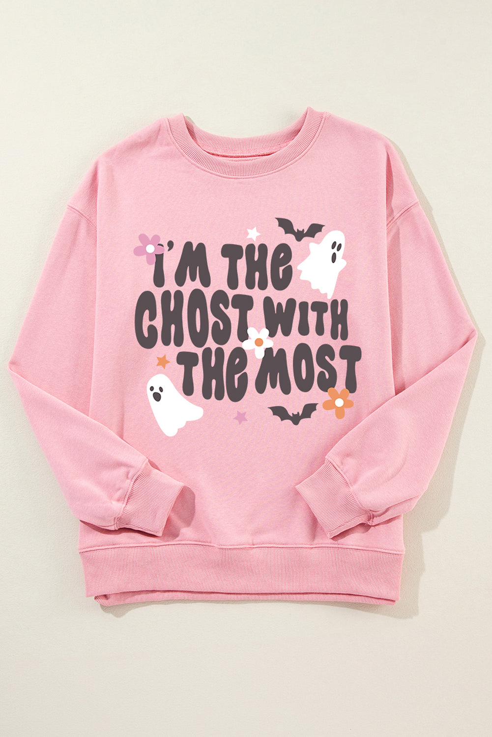 I'M THE GHOST WITH THE MOST Graphic Round Neck Long Sleeve Sweatshirt