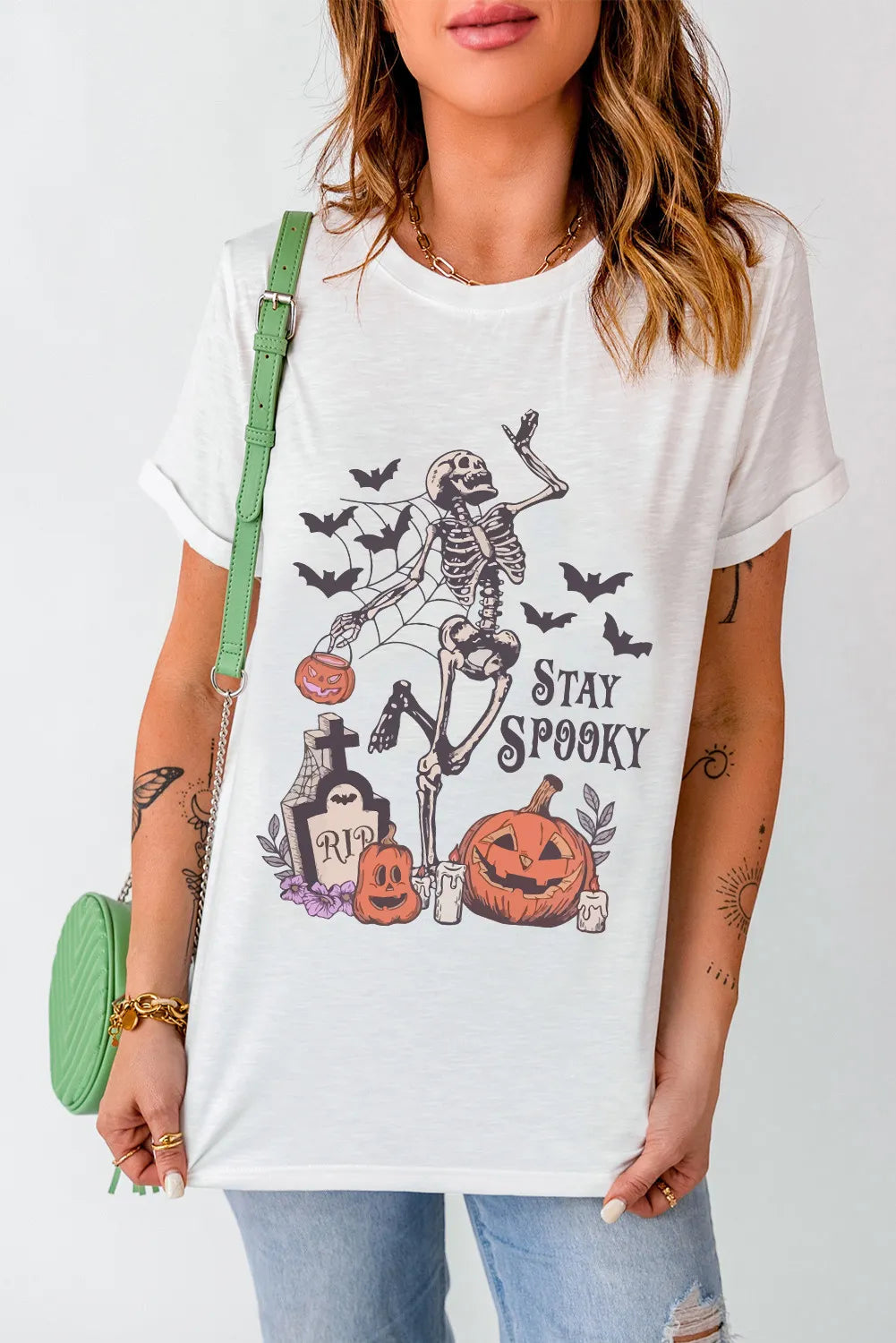 STAY SPOOKY Graphic Round Neck Short Sleeve T-Shirt