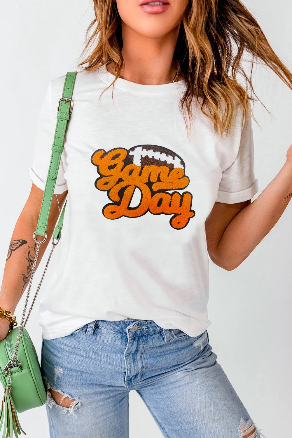 GAME DAY Football Round Neck Short Sleeve T-Shirt