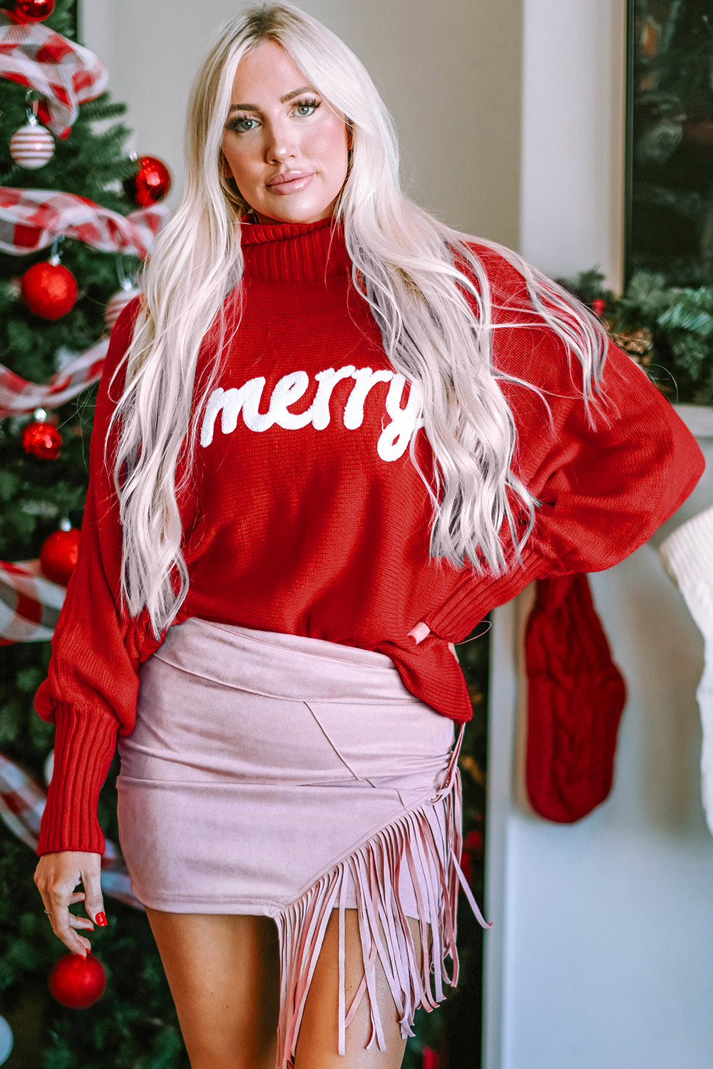 Double Take Full Size MERRY Turtleneck Long Sleeve Sweater