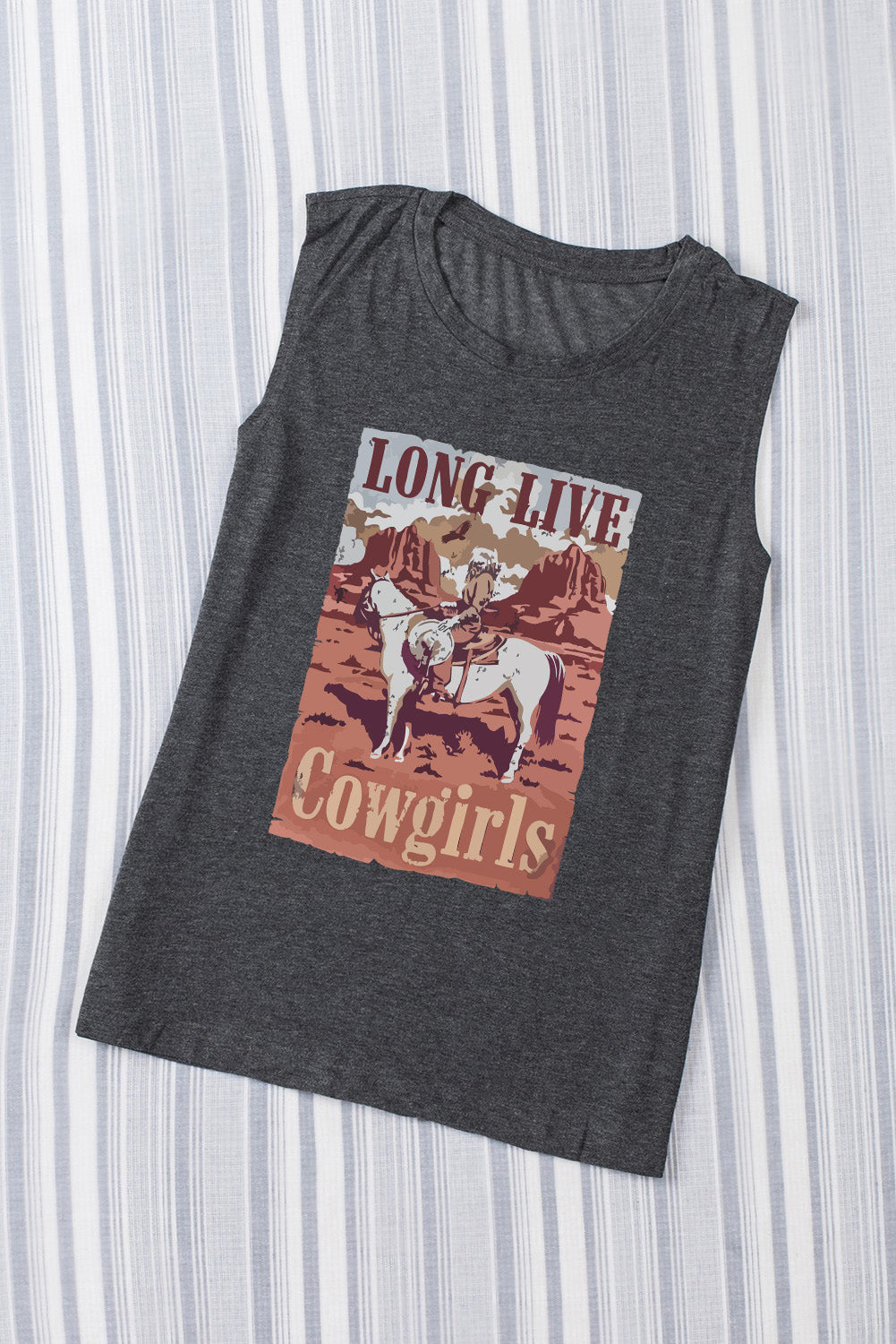 LONG LIVE COWGIRLS Graphic Round Neck Tank