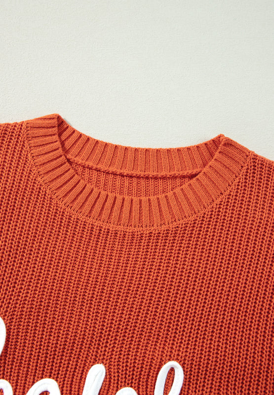 THANKSGIVING Round Neck Long Sleeve Sweater