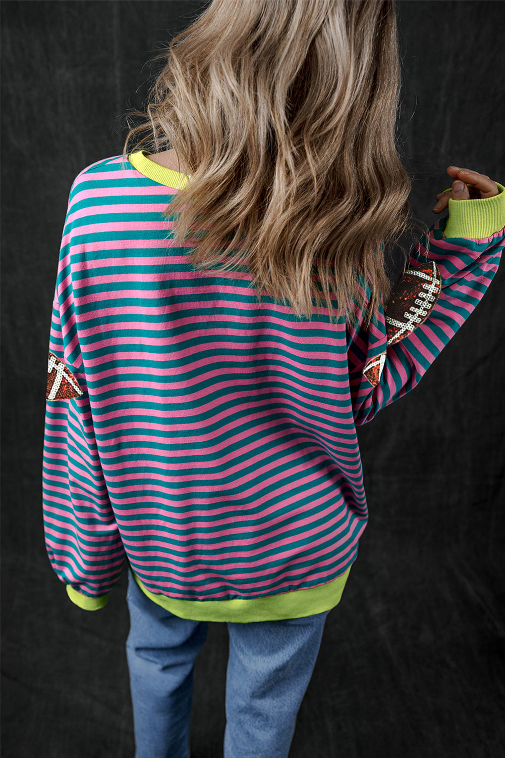 Striped Football Long Sleeve Sweatshirt