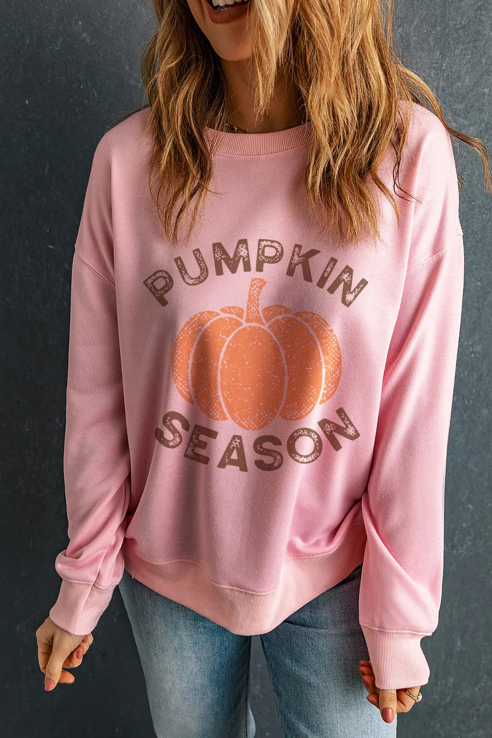 PUMPKIN SEASON Graphic Round Neck Long Sleeve Sweatshirt