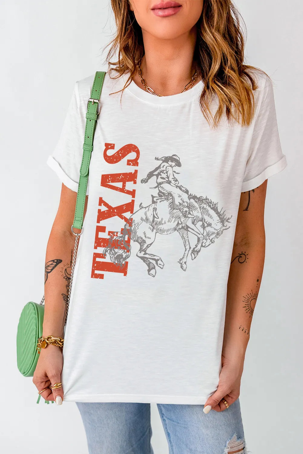 Texas Graphic Round Neck Short Sleeve T-Shirt