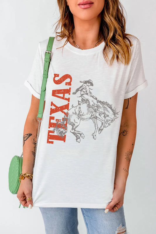 Texas Graphic Round Neck Short Sleeve T-Shirt