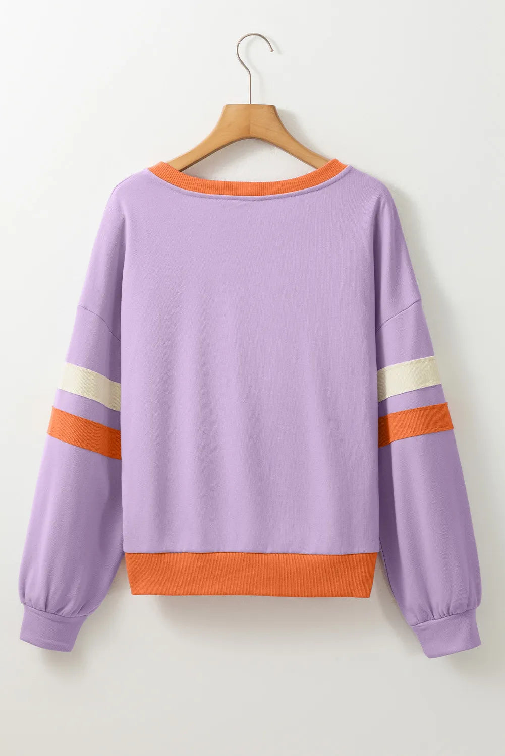 HELLO PUMPKIN Contrast V-Neck Long Sleeve Sweatshirt