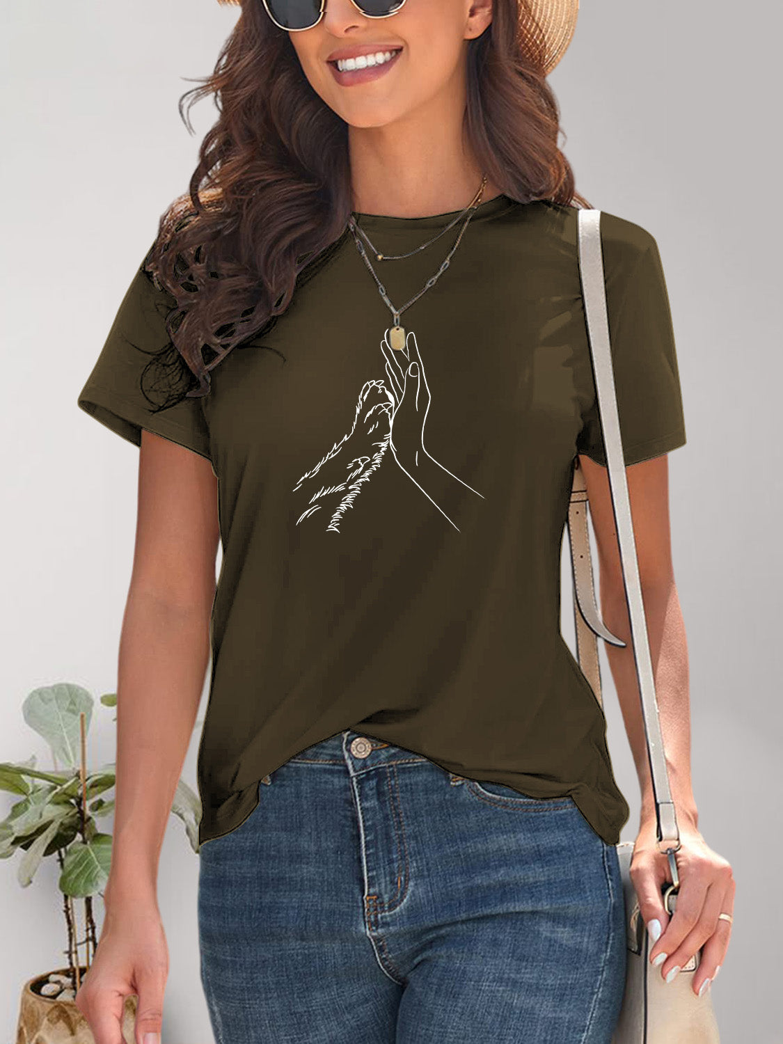 PAW & HAND Graphic Round Neck Short Sleeve T-Shirt