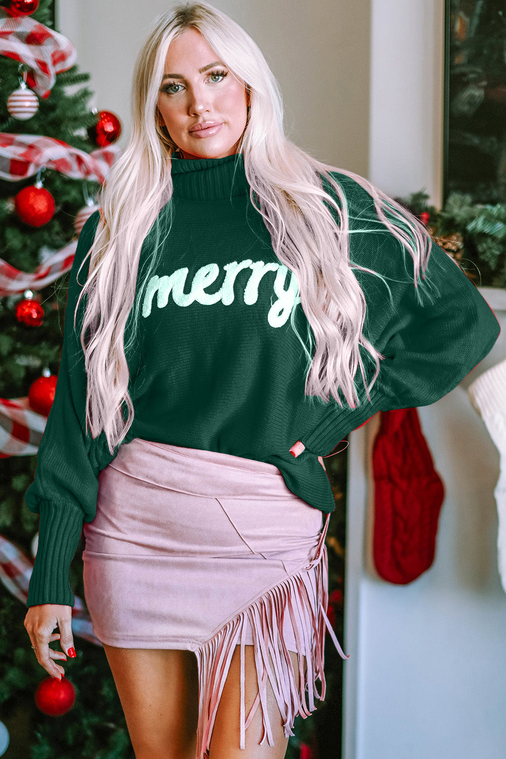 Double Take Full Size MERRY Turtleneck Long Sleeve Sweater