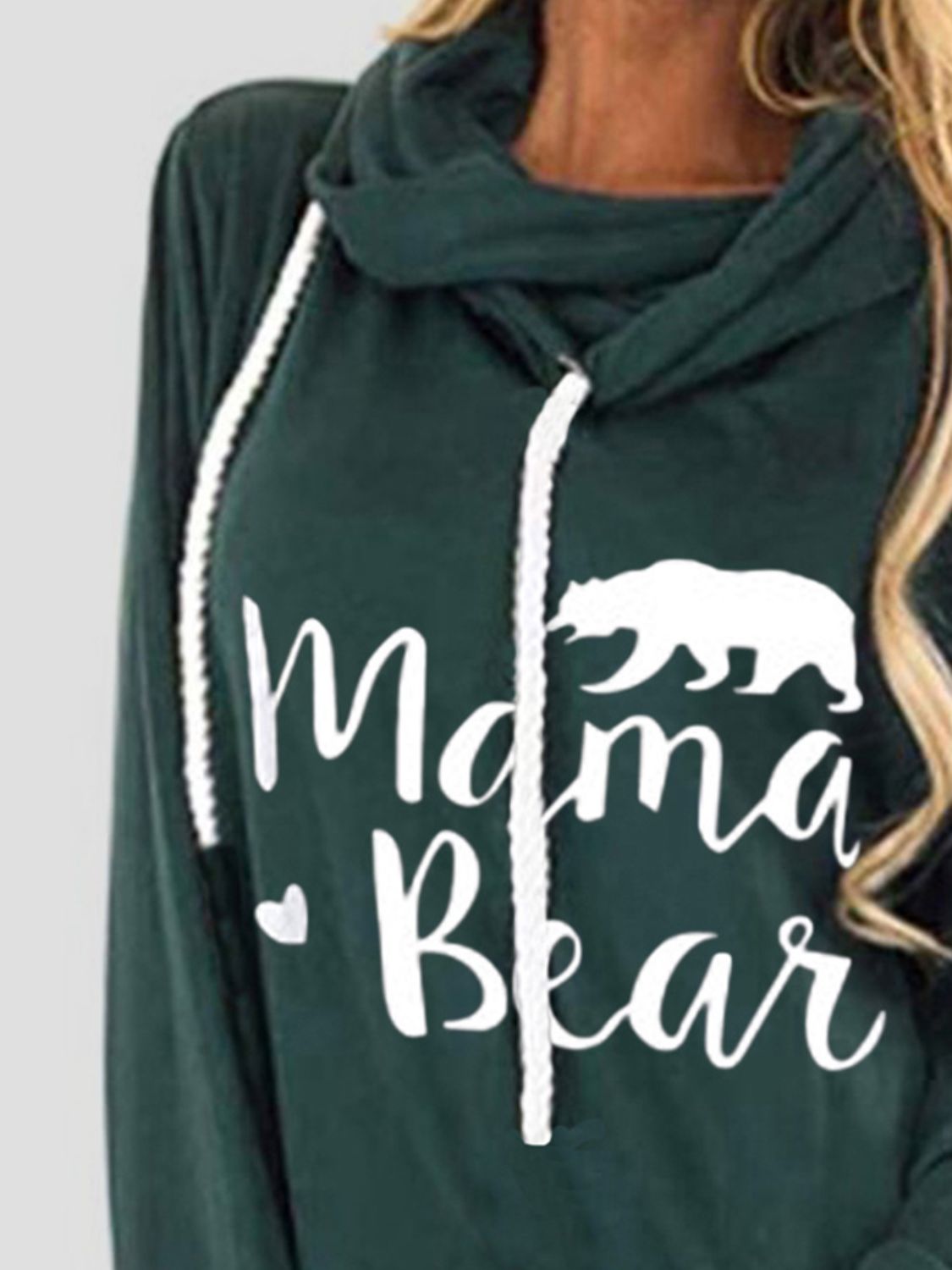 Drawstring Letter MAMA BEAR Graphic Long Sleeve Hoodie