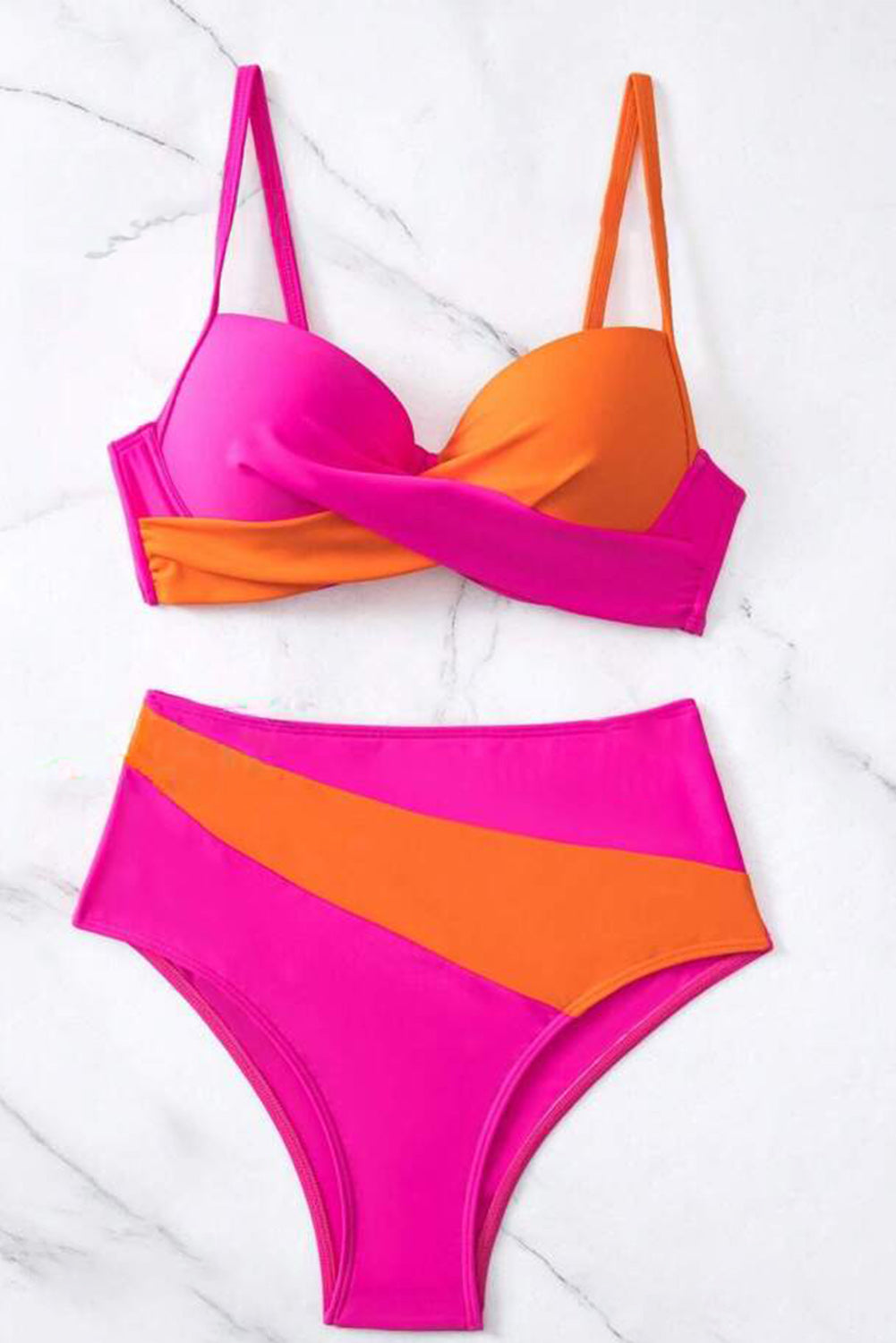 Contrast Sweetheart Neck Bikini Set