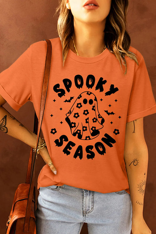 SPOOKY SEASON Graphic Round Neck Short Sleeve T-Shirt