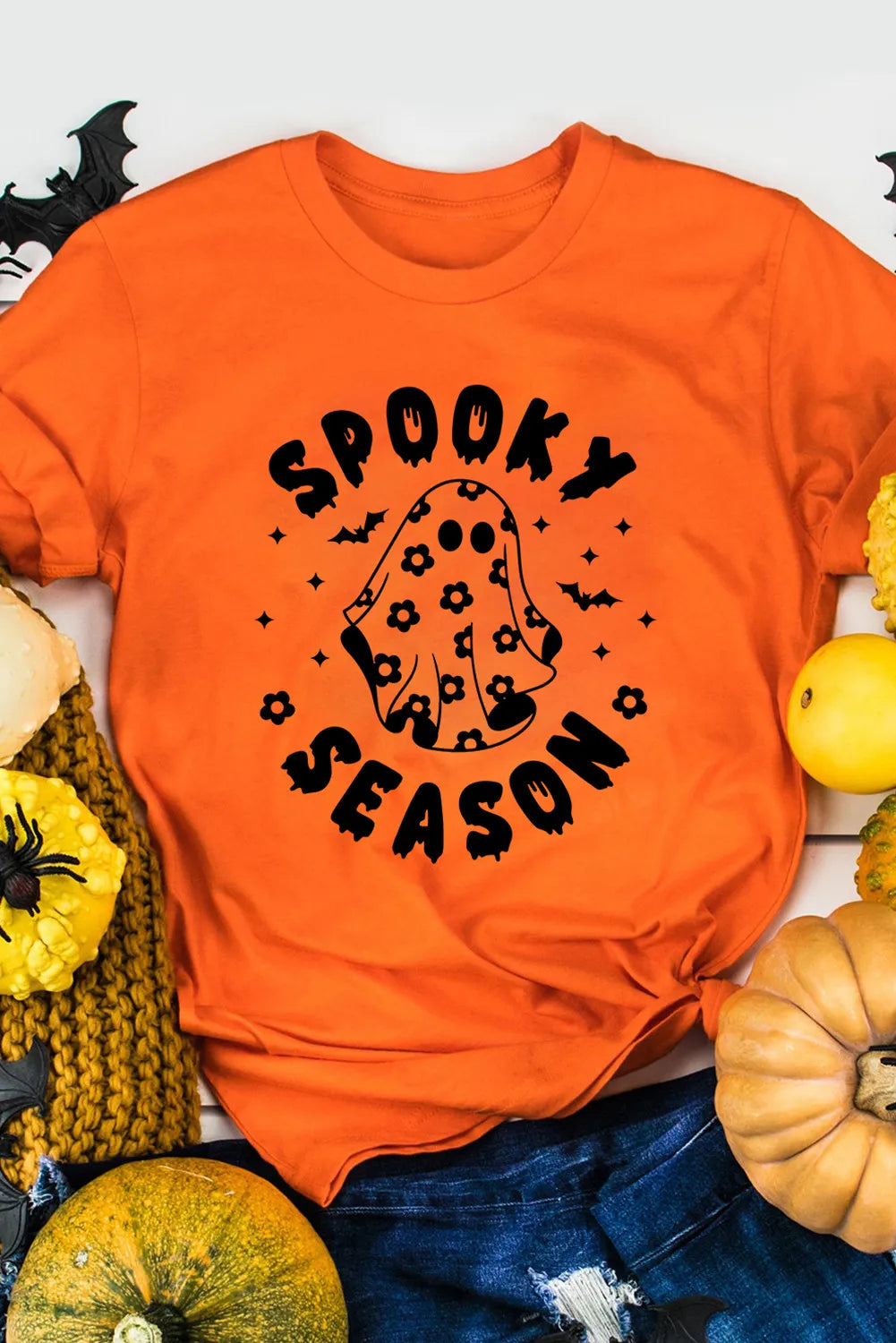 SPOOKY SEASON Graphic Round Neck Short Sleeve T-Shirt