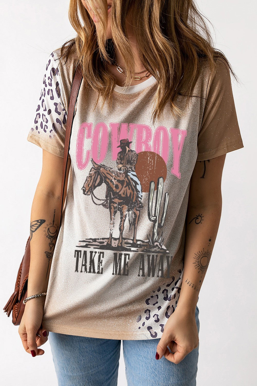 COWBOY TAKE ME AWAY Graphic Round Neck Short Sleeve T-Shirt