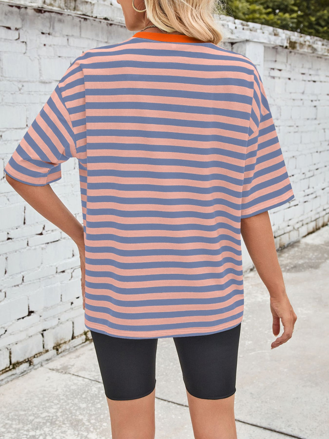 Lovelet Striped Round Neck Half Sleeve T-Shirt