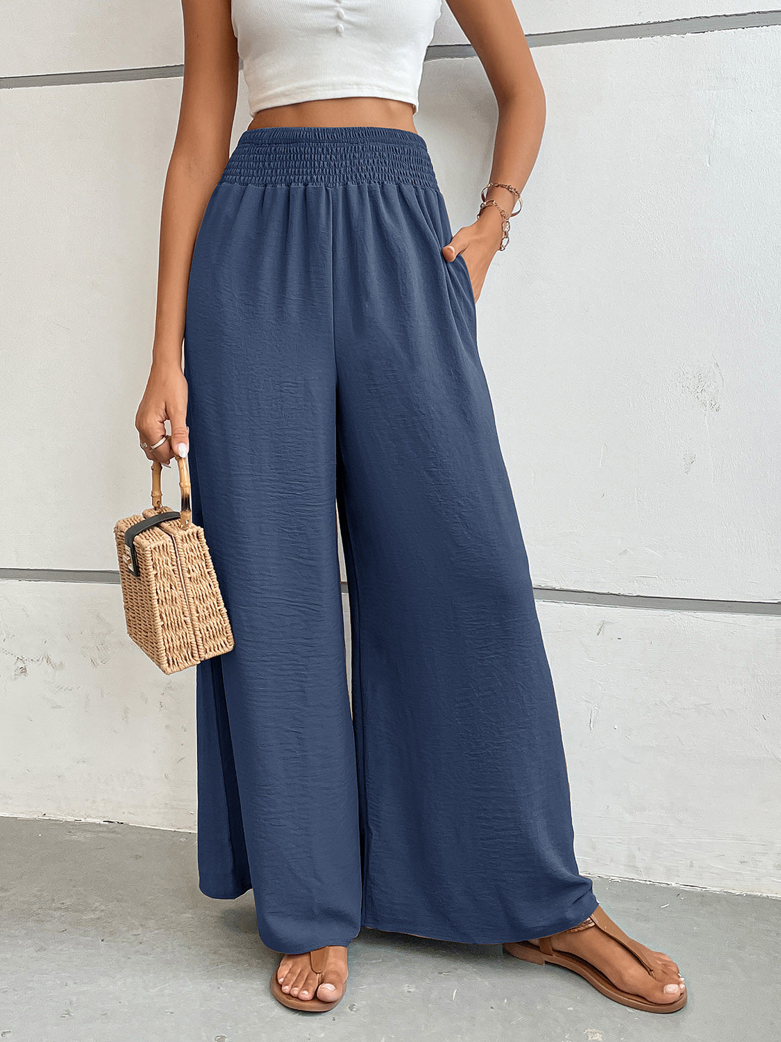 Perfee Wide Leg Pants with Pockets