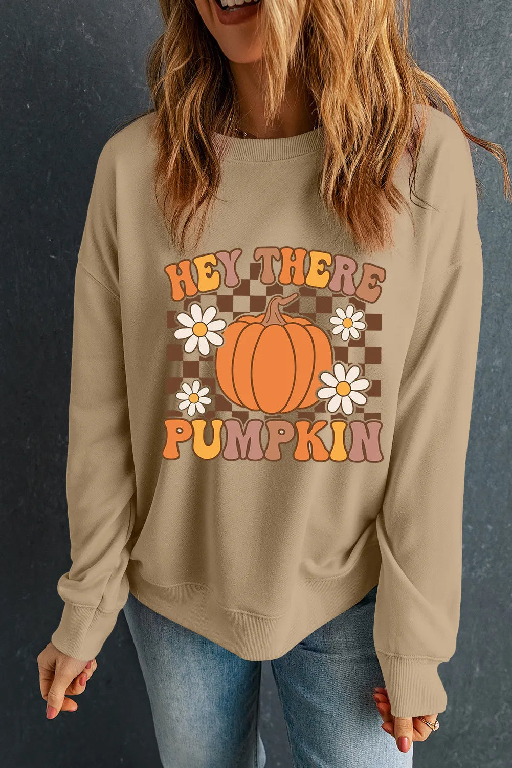 HELLO THERE PUMPKIN Graphic Long Sleeve Sweatshirt