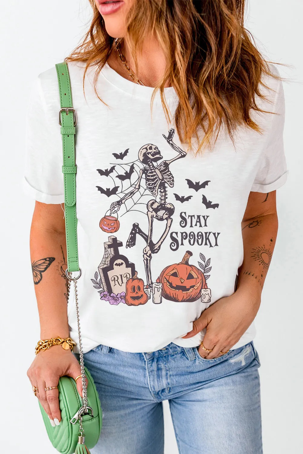 STAY SPOOKY Graphic Round Neck Short Sleeve T-Shirt