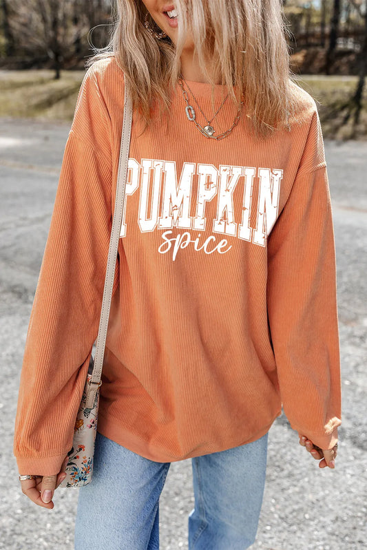 PUMPKIN SPICE Letter Graphic Long Sleeve Sweatshirt