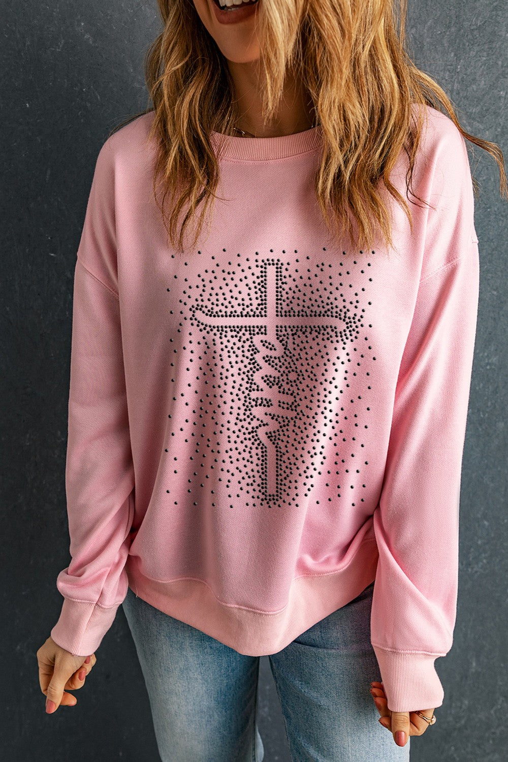 FAITH Graphic Round Neck Long Sleeve Sweatshirt
