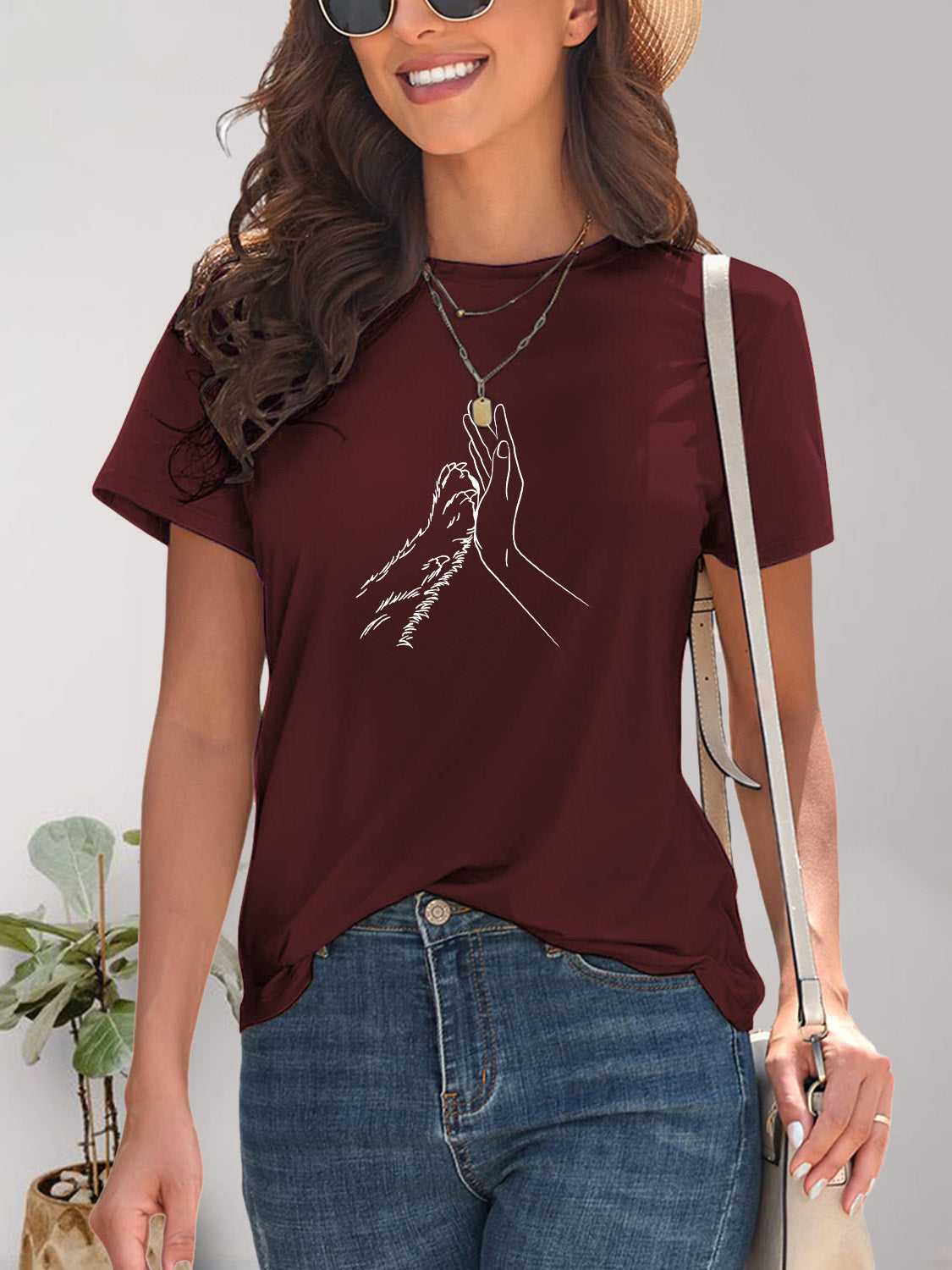 PAW & HAND Graphic Round Neck Short Sleeve T-Shirt