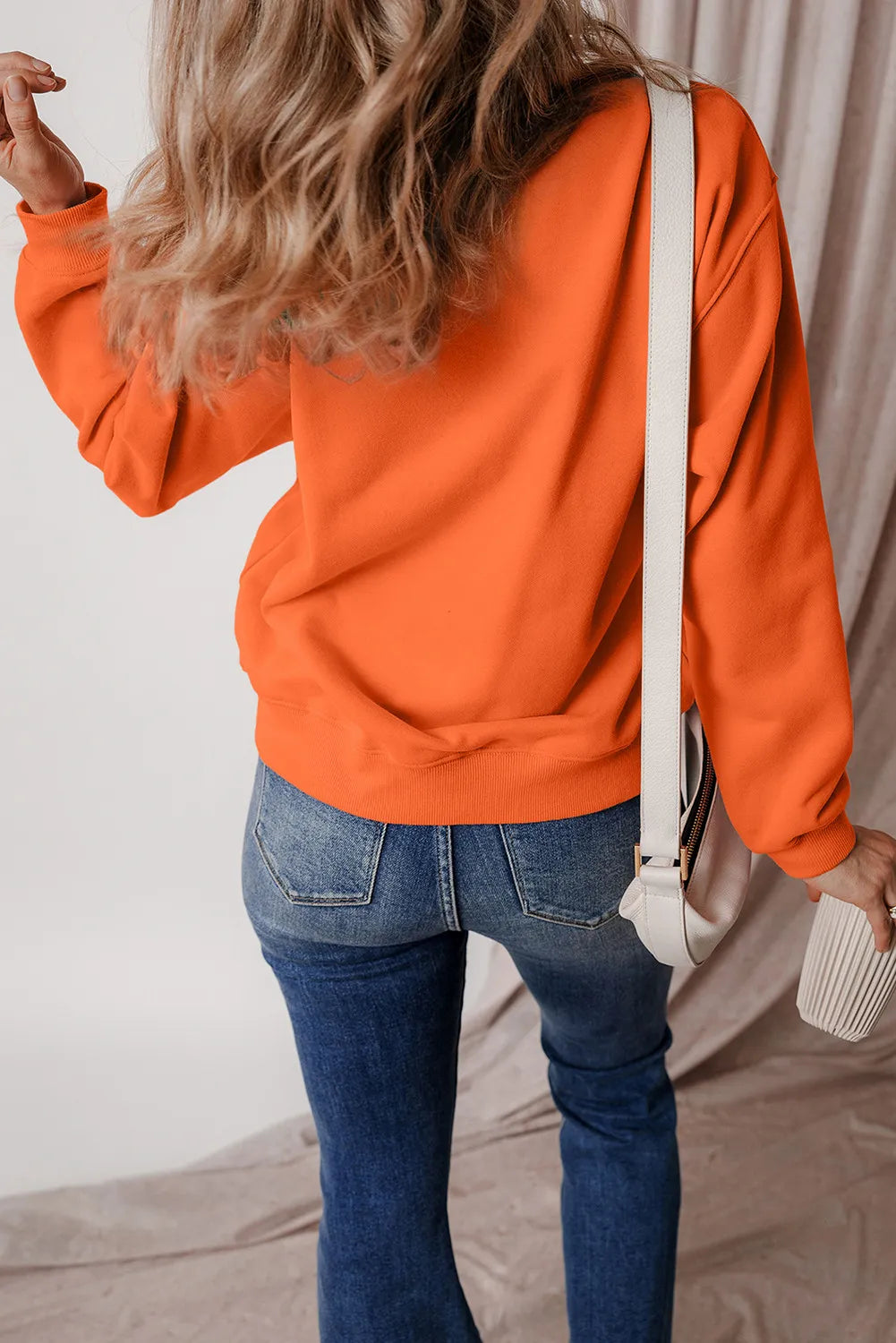 PUMPKIN SEASON Letter Round Neck Long Sleeve Sweatshirt