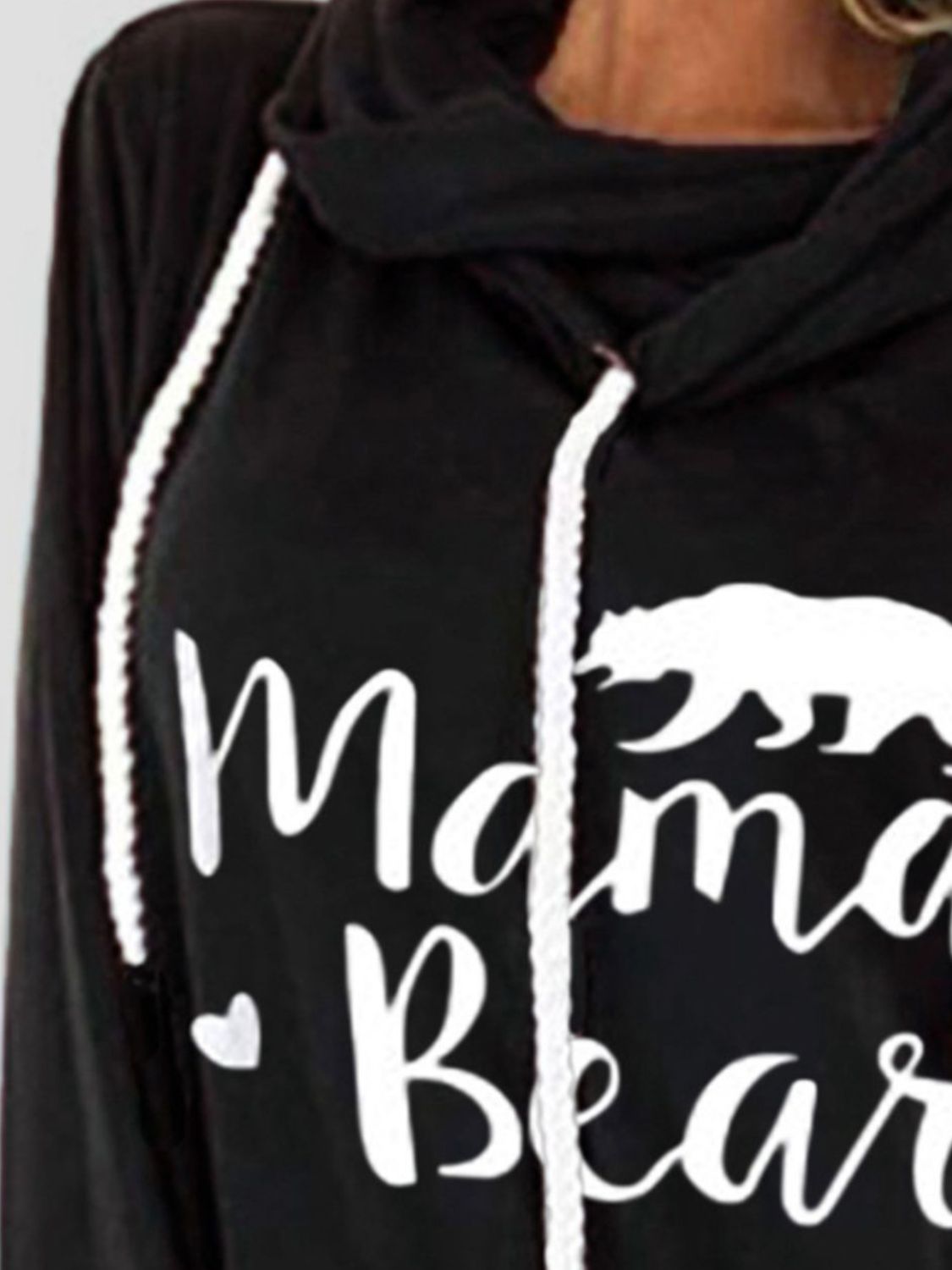 Drawstring Letter MAMA BEAR Graphic Long Sleeve Hoodie