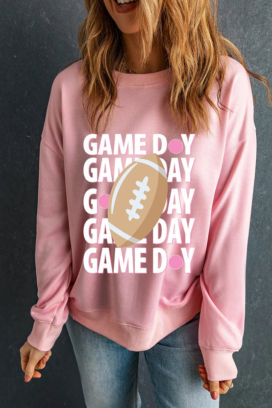 GAME DAY Football Round Neck Long Sleeve Sweatshirt