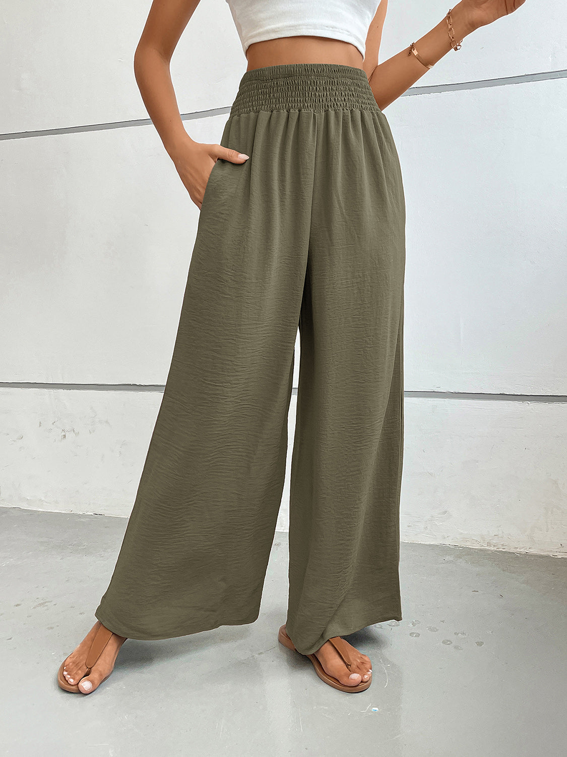 Perfee Wide Leg Pants with Pockets