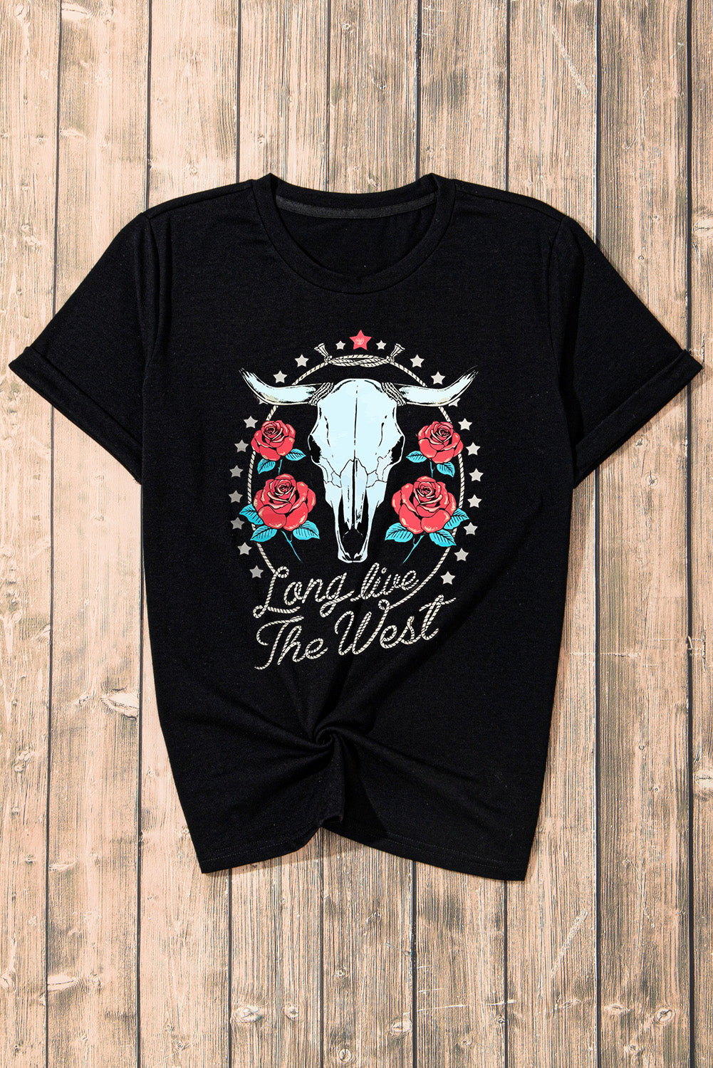 Long Live The West Graphic Round Neck Short Sleeve T-Shirt