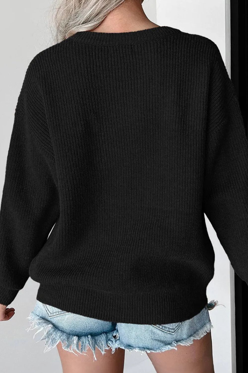 HELLO PUMPKIN Contrast Letter Round Neck Long Sleeve Sweater