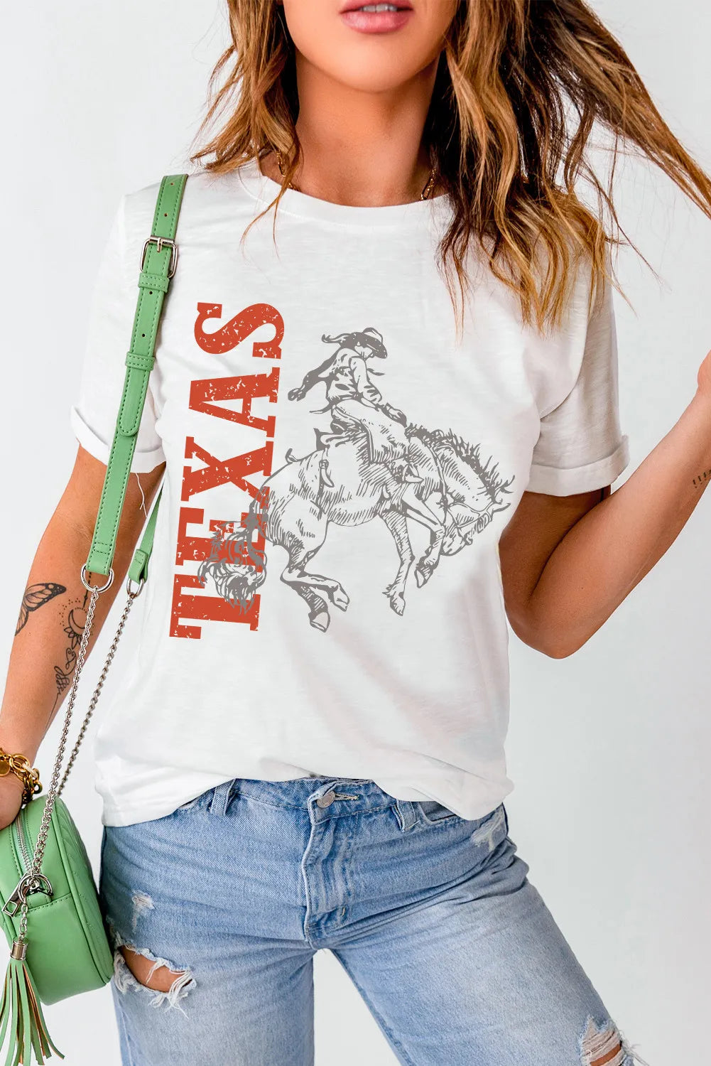 Texas Graphic Round Neck Short Sleeve T-Shirt