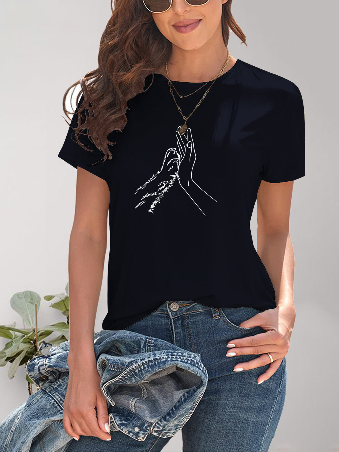 PAW & HAND Graphic Round Neck Short Sleeve T-Shirt