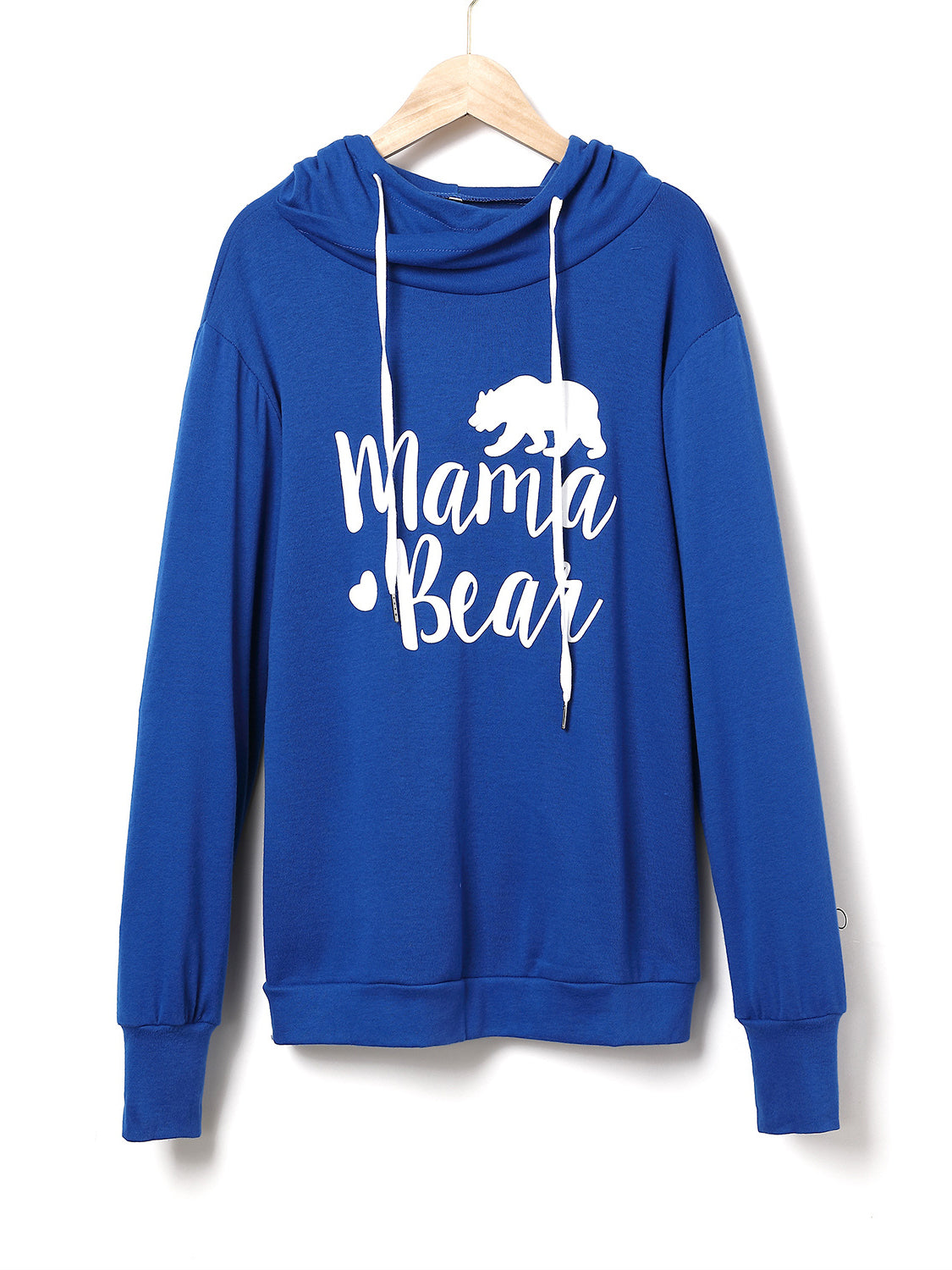 Drawstring Letter MAMA BEAR Graphic Long Sleeve Hoodie