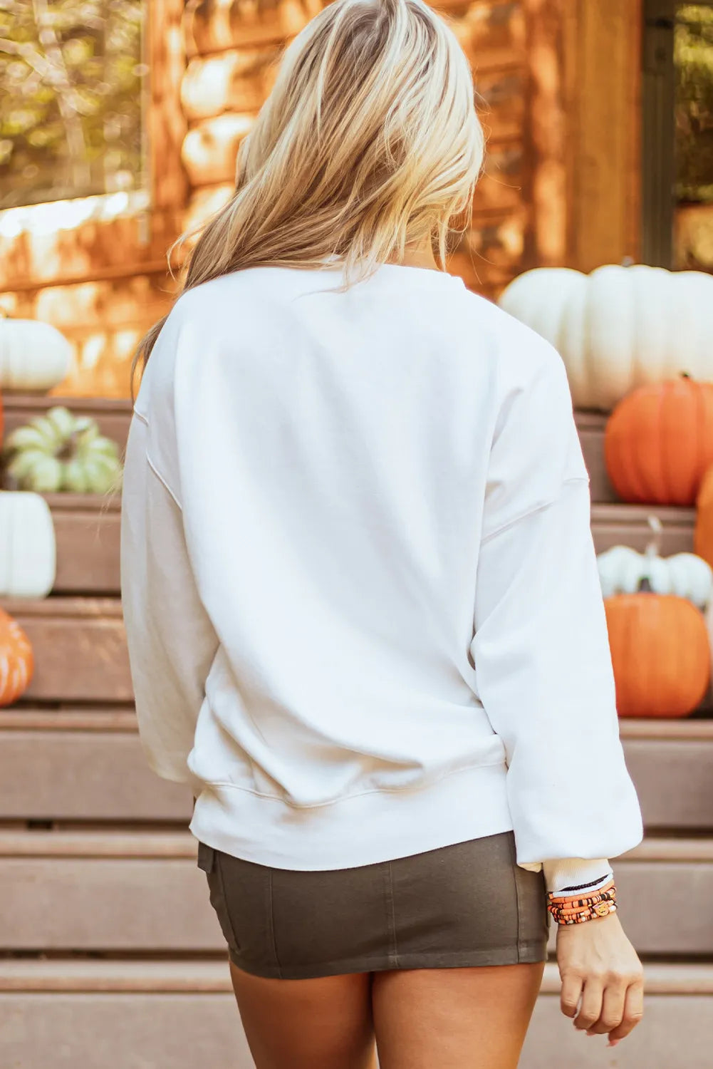 HELLO PUMPKIN Graphic Round Neck Long Sleeve Sweatshirt