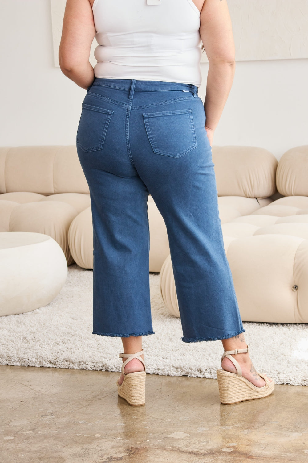 RFM Full Size Tummy Control High Waist Raw Hem Jeans