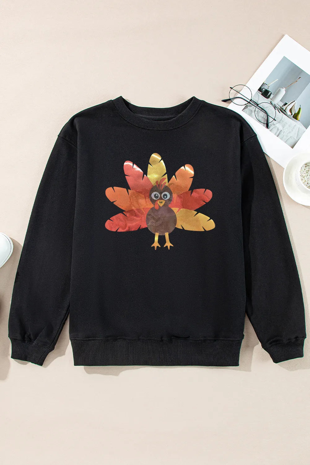 TURKEY Graphic Round Neck Long Sleeve Sweatshirt