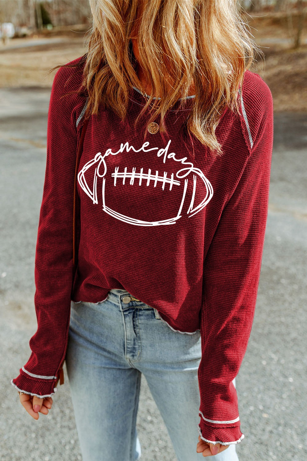 GAMEDAY Football Round Neck Long Sleeve Sweatshirt