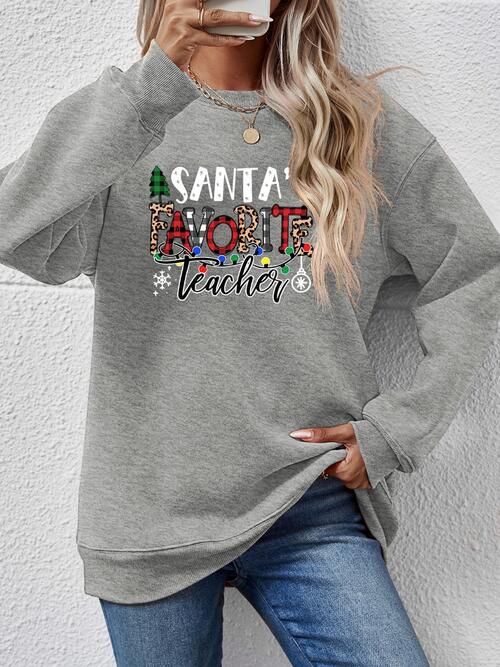 Santa’s Favorite Teacher Letter Graphic Sweatshirt