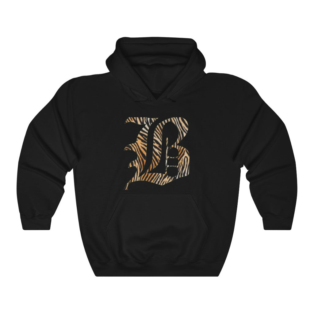 Unisex Hooded "B" with Tiger pattern Sweatshirt