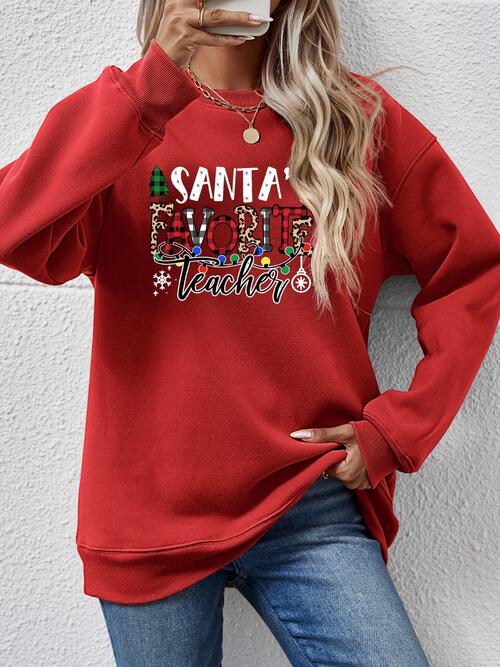 Santa’s Favorite Teacher Letter Graphic Sweatshirt