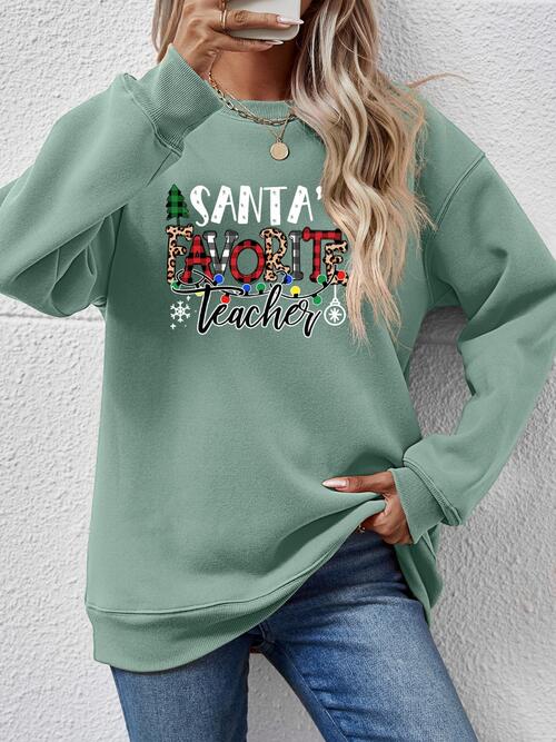 Santa’s Favorite Teacher Letter Graphic Sweatshirt