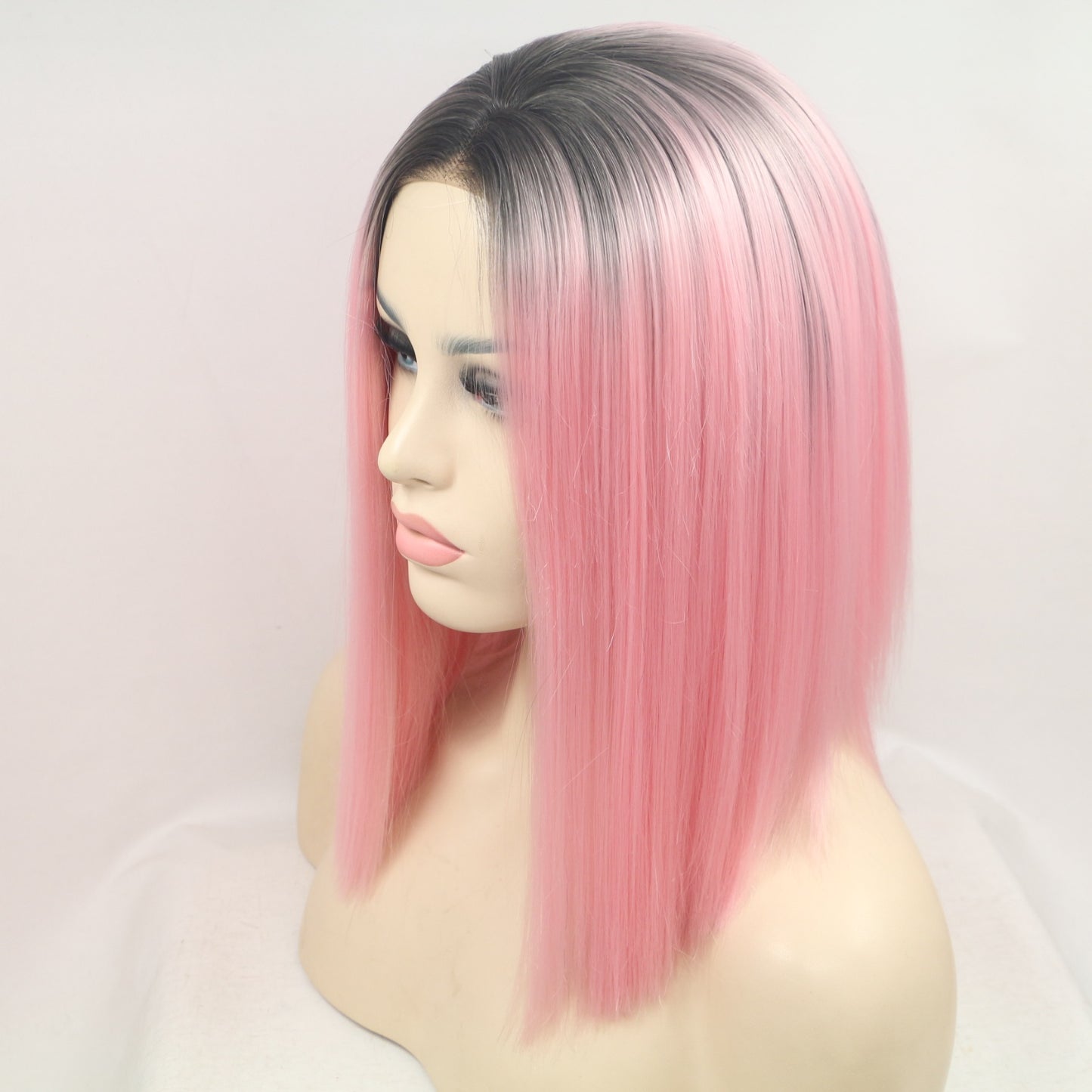 SHOMI 13*3" Lace Front Wigs Synthetic Mid-length Straight 12" 130% Density