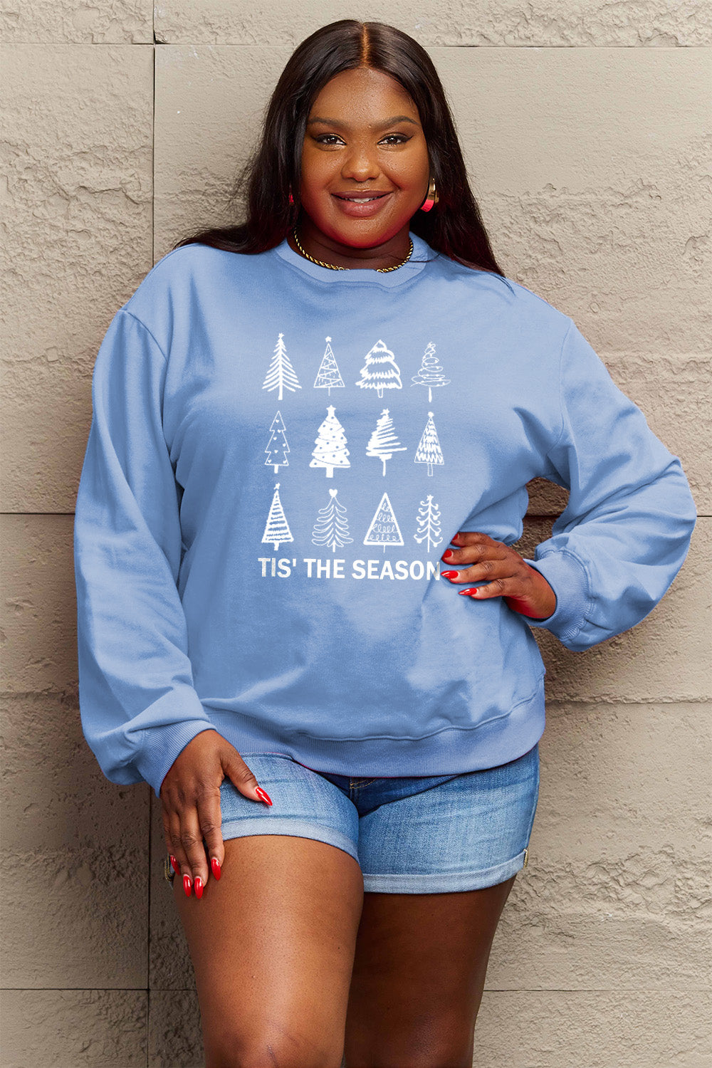 'TIS THE SEASON Simply Love Full Size Christmas Tree Graphic Sweatshirt