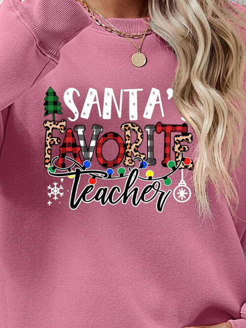 Santa’s Favorite Teacher Letter Graphic Sweatshirt