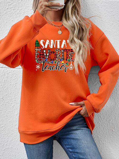 Santa’s Favorite Teacher Letter Graphic Sweatshirt