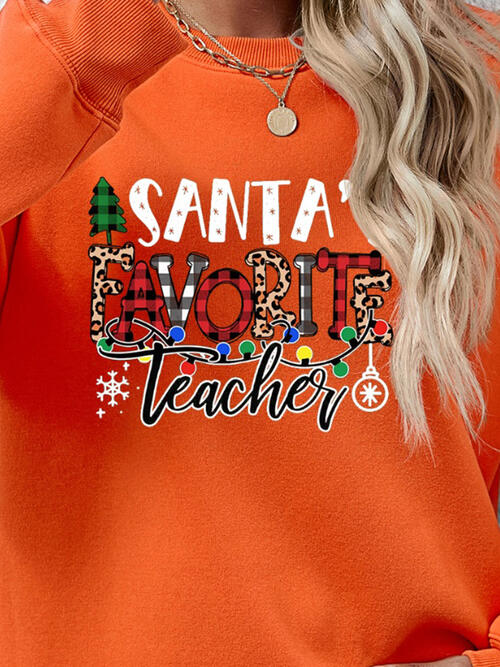 Santa’s Favorite Teacher Letter Graphic Sweatshirt