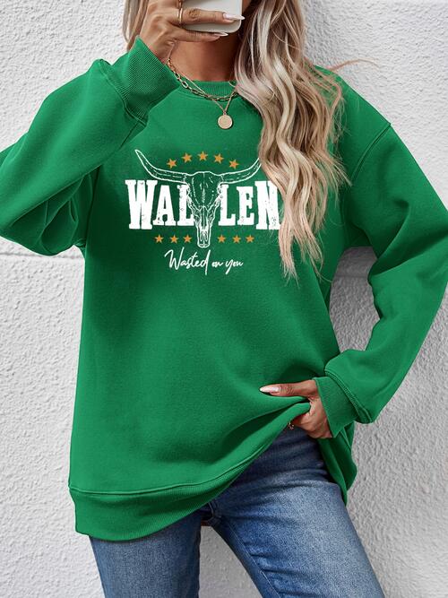 Wallen Wasted On You Graphic Round Neck Dropped Shoulder Sweatshirt