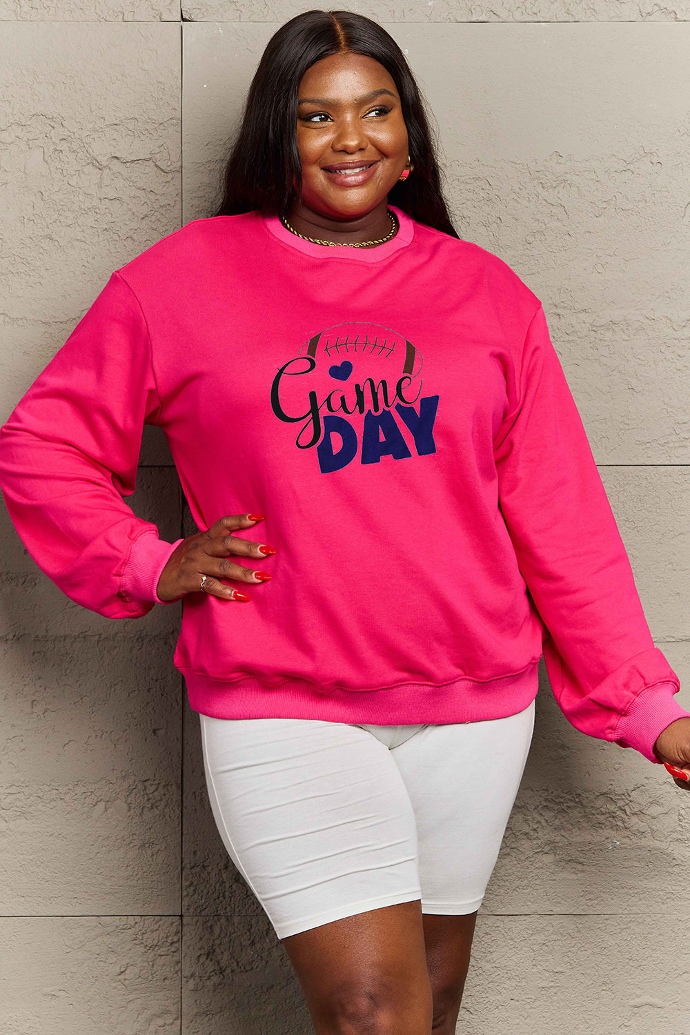 Game Day Simply Love Full Size Drop Shoulder Graphic Sweatshirt