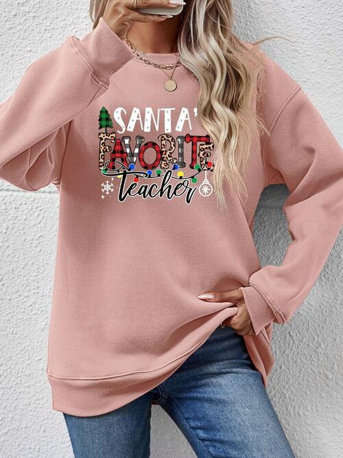 Santa’s Favorite Teacher Letter Graphic Sweatshirt